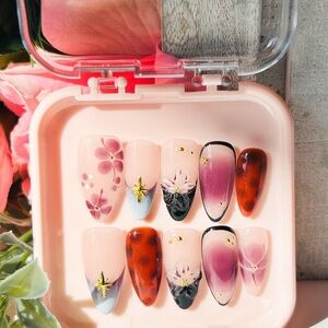 Floral and Ombre Press-On Nails